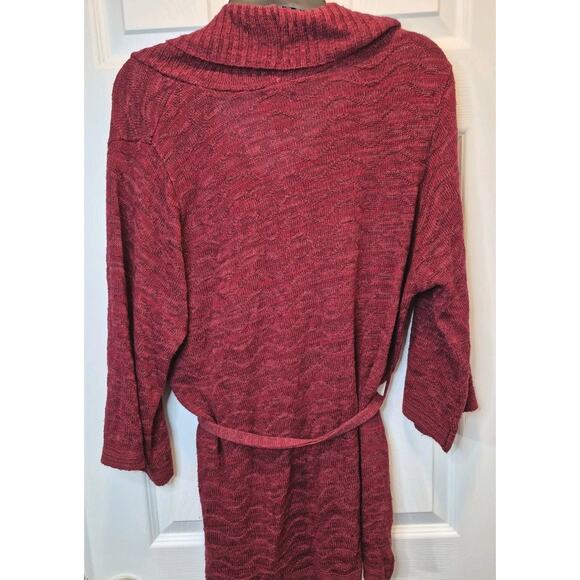 Lane Bryant Red Cowl Neck Knit Sweater Dress Size With Tie Belt Size 18/20 - Picture 7 of 7